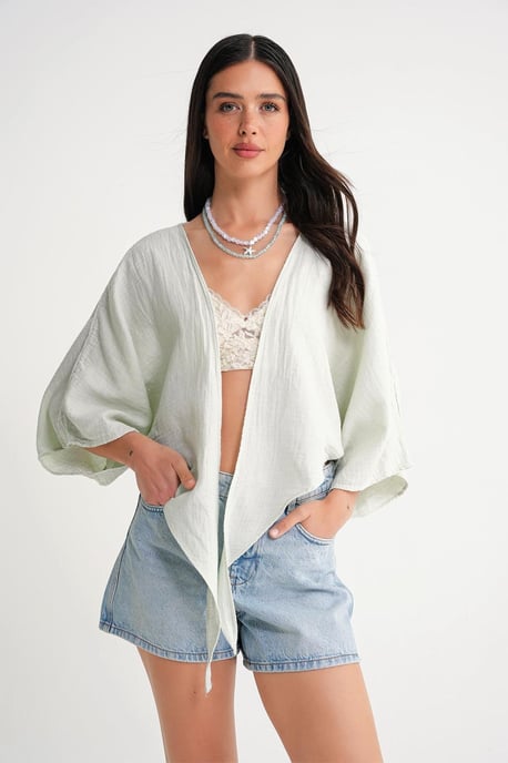 Gestructureerde V-hals Bolero Blouse - Image 1