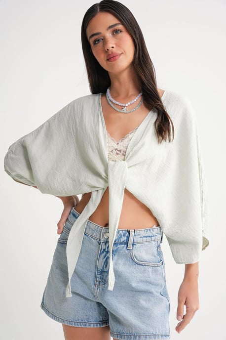Gestructureerde V-hals Bolero Blouse - Image 4