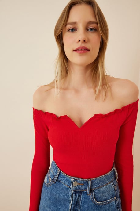 Fitted Blouse met Lange Mouwen en Hartkraag - Image 2