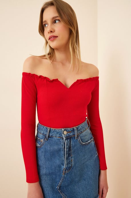 Fitted Blouse met Lange Mouwen en Hartkraag - Image 3