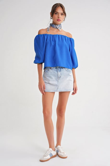Modal Gemengde Blouse met Madonna Kraag en Rimpeldetail - Image 2