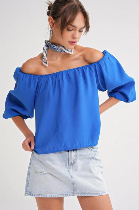 Modal Gemengde Blouse met Madonna Kraag en Rimpeldetail - Image 3