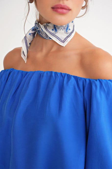 Modal Gemengde Blouse met Madonna Kraag en Rimpeldetail - Image 5