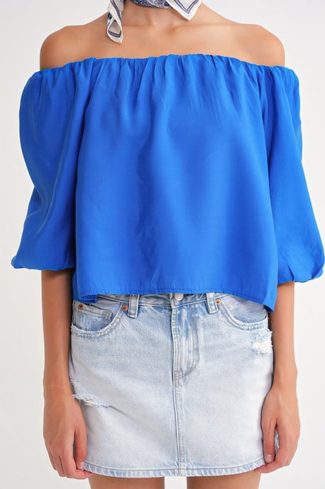 Modal Gemengde Blouse met Madonna Kraag en Rimpeldetail - Image 6