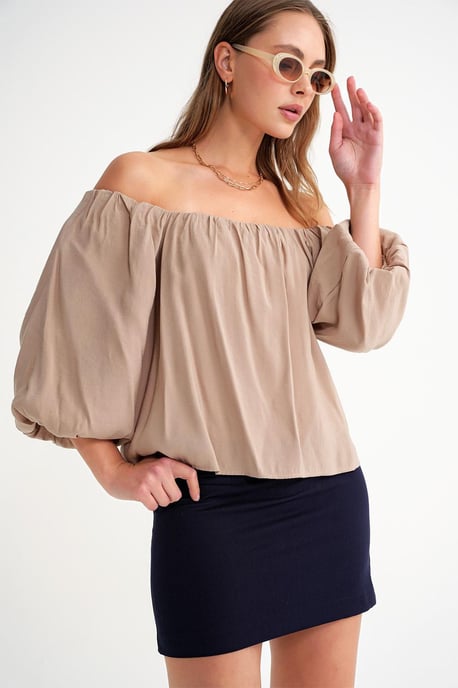 Modal Gemengde Blouse met Madonna Kraag en Rimpeldetails - Image 2