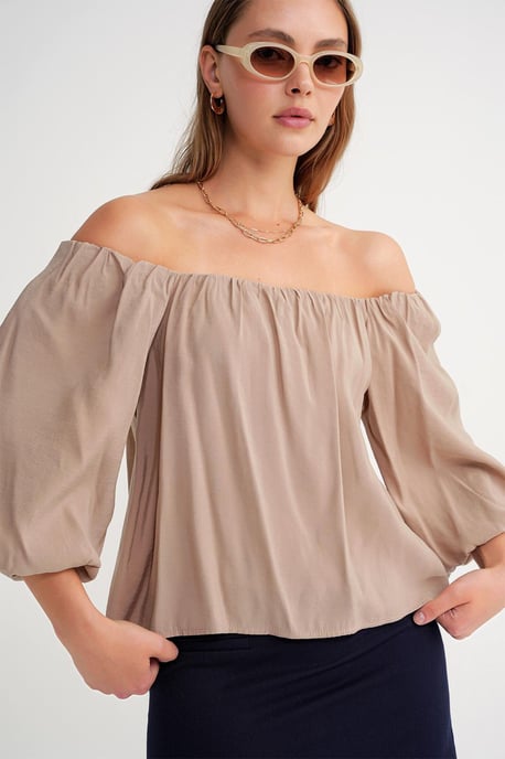 Modal Gemengde Blouse met Madonna Kraag en Rimpeldetails - Image 4