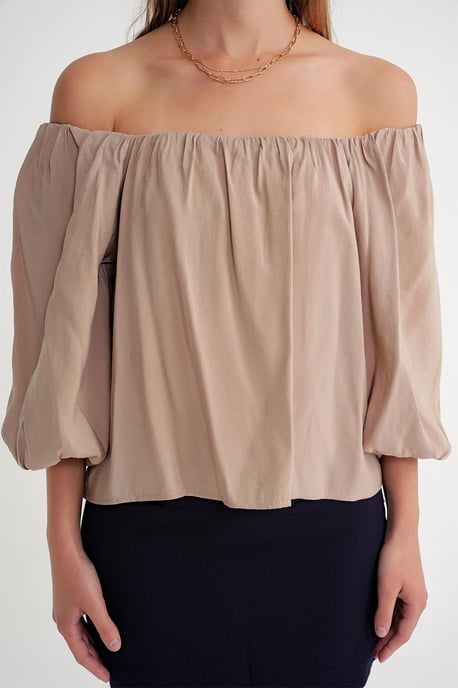 Modal Gemengde Blouse met Madonna Kraag en Rimpeldetails - Image 5