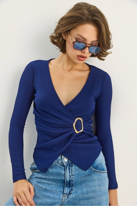 Dubbelbreasted Blouse met Accessoire Detail - Image 2