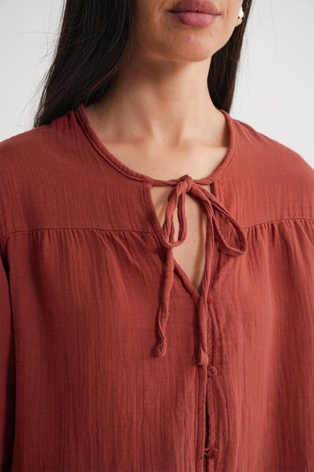Lange Mouwen Losse Blouse met Strikhals - Image 6