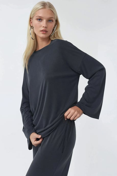 Ontspannen Pasvorm Crew Neck Lange Mouw Blouse - Image 3