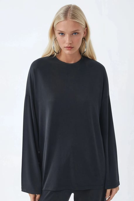 Ontspannen Pasvorm Crew Neck Lange Mouw Blouse - Image 6