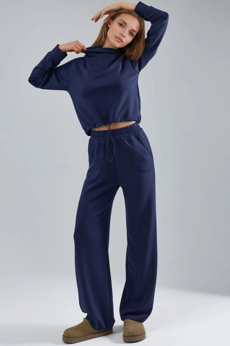 Modal Touch Half Turtleneck Blouse & Elastische Taille Broek - Image 1