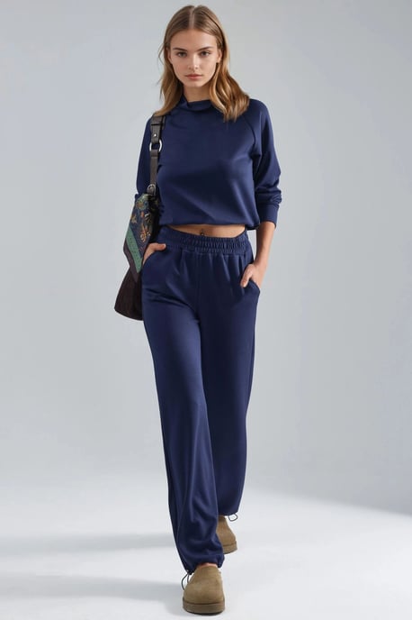Modal Touch Half Turtleneck Blouse & Elastische Taille Broek - Image 5