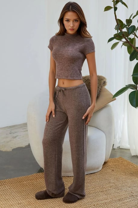 Slim Fit Stickad Kort Blus - Image 6