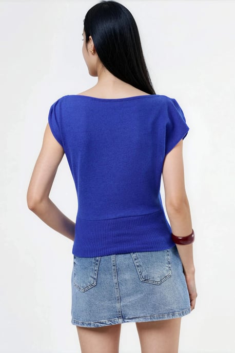 Boat Neck Ribbed Blouse - Image 3