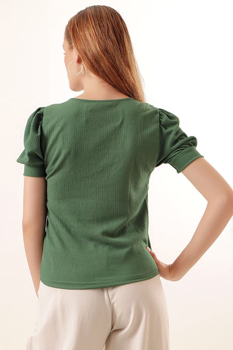 Slim Fit Square Collar Blouse - Image 5
