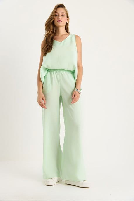 V-hals Katoenen Blouse-Broek Twee-Piece Set - Image 3