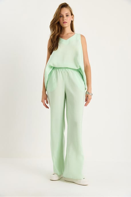 V-hals Katoenen Blouse-Broek Twee-Piece Set - Image 5