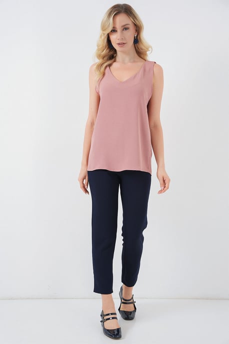 Textuur V-hals Mouwloze Blouse - Image 2