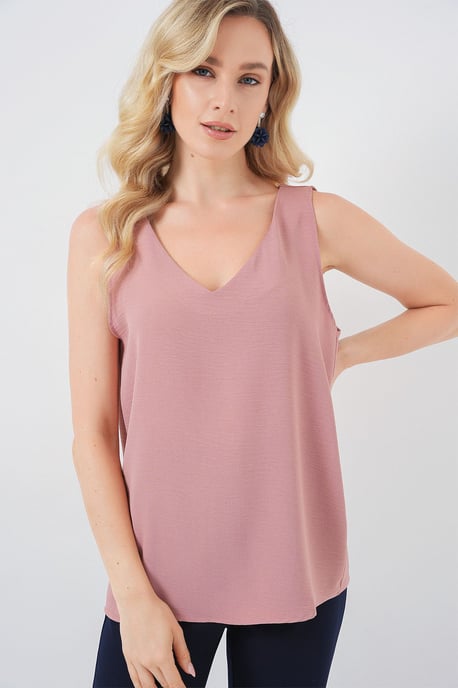 Textuur V-hals Mouwloze Blouse - Image 4
