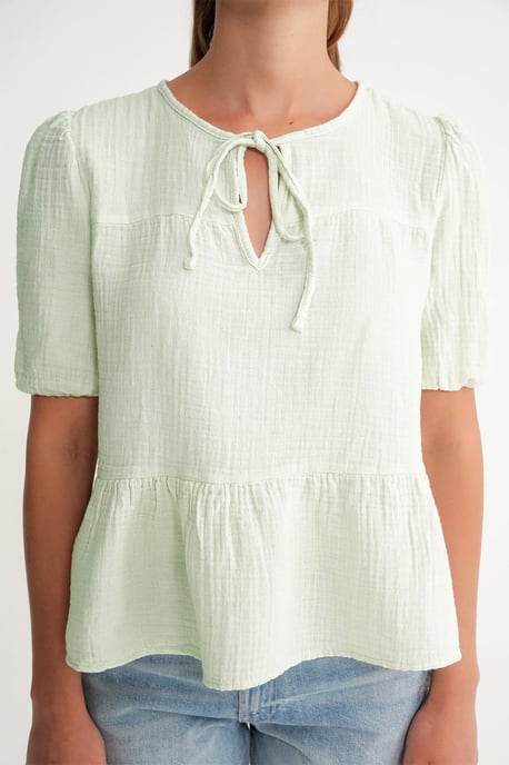Gestructureerde Mousseline Crew Neck Blouse met Afwerkdetails - Image 4