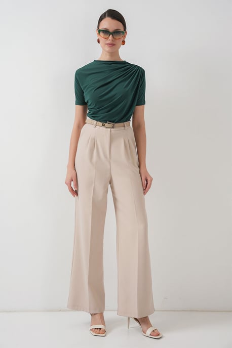 Fitted Blouse met Rimpeldetail en Ronde Hals - Image 2