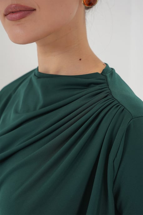 Fitted Blouse met Rimpeldetail en Ronde Hals - Image 4