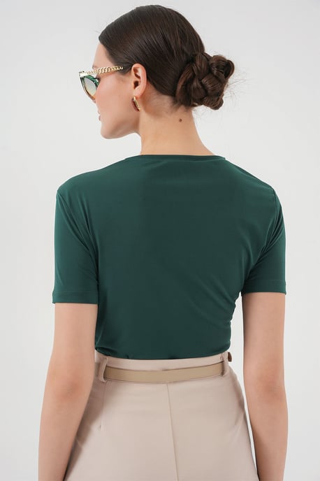 Fitted Blouse met Rimpeldetail en Ronde Hals - Image 5