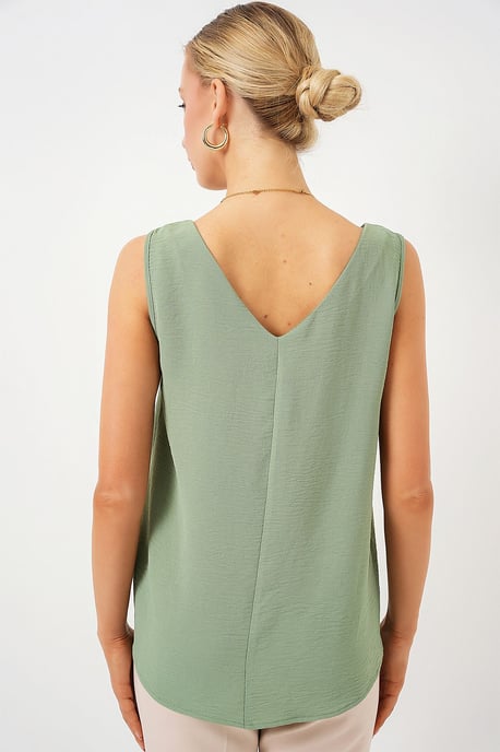 Textured V-Neck Sleeveless Blouse - Image 6