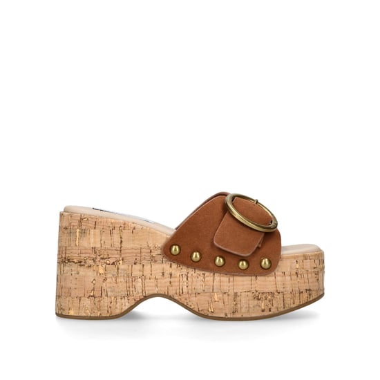 Suede Pedestal Brown Suede Sandals - Image 1