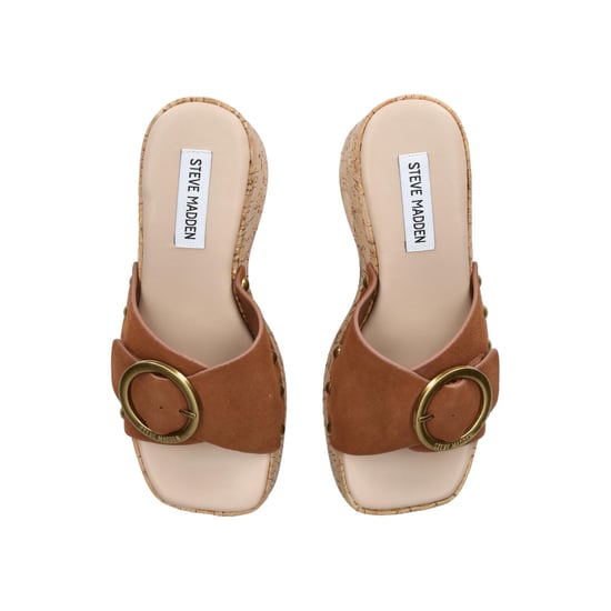 Suede Pedestal Brown Suede Sandals - Image 2