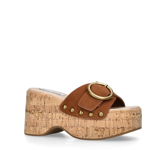 Suede Pedestal Brown Suede Sandals - Image 4