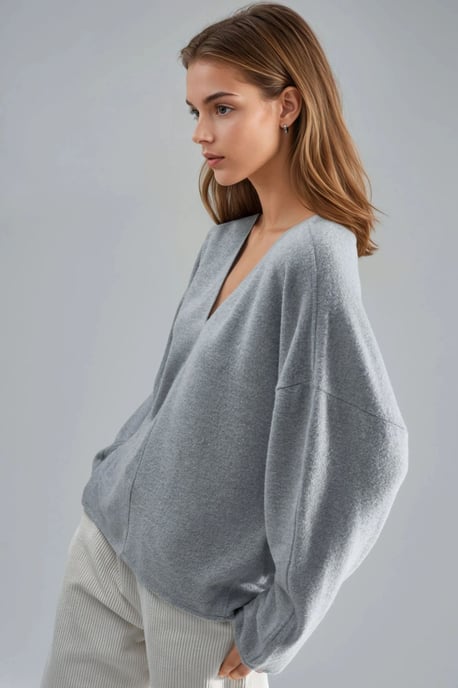V-Neck Long Sleeve Blouse - Image 2