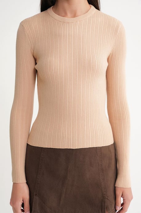 Mjuktexturerad Ribbad Fitted Top - Image 5