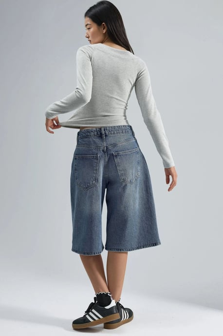 Slim Fit Geribbelde Bootneck Blouse - Image 5