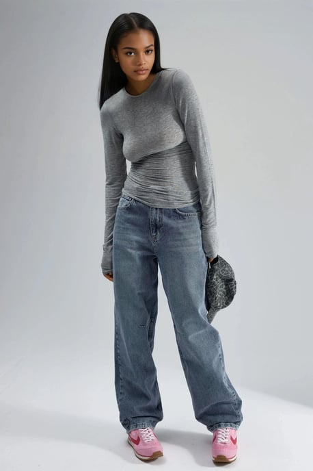 Slim Fit Långärmad Transparent Blus - Image 2