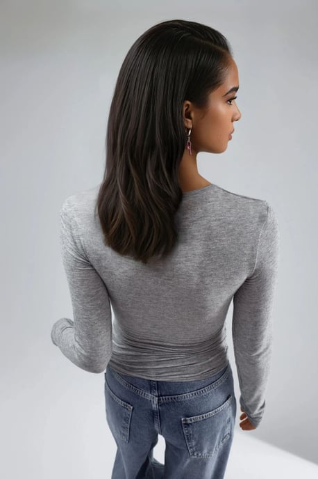 Slim Fit Långärmad Transparent Blus - Image 3