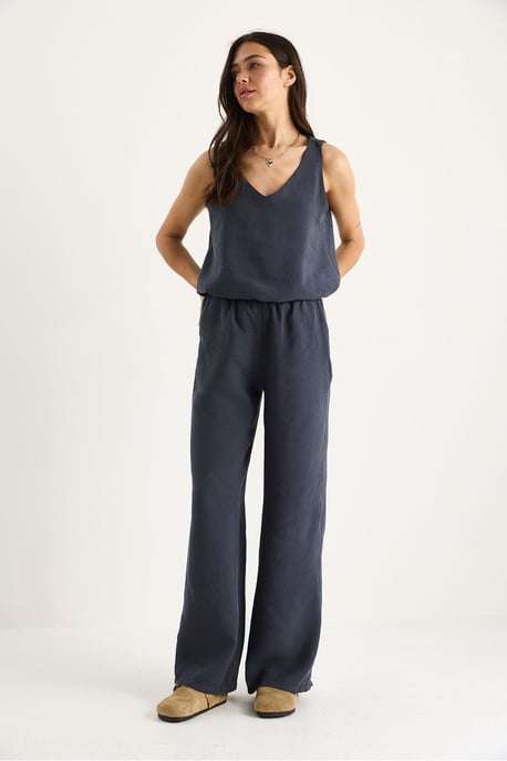 V-hals Katoenen Blouse-Broek Twee-in-één Set - Image 3