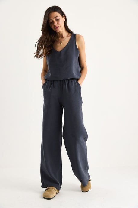 V-hals Katoenen Blouse-Broek Twee-in-één Set - Image 4
