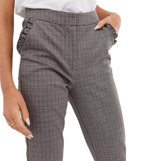 BRAVE SOUL Womens Check Trousers Stretch Ladies Office Party Casual Slim Bottoms - Image 3