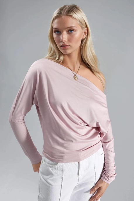 Boat Neck Drape Blouse - Image 1