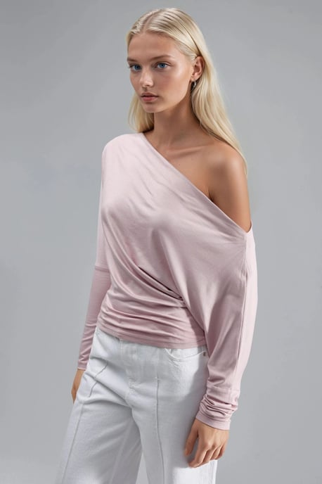 Boat Neck Drape Blouse - Image 2