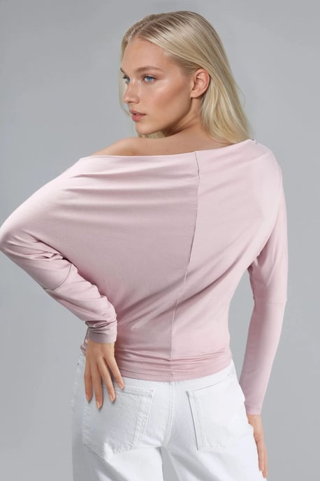 Boat Neck Drape Blouse - Image 3
