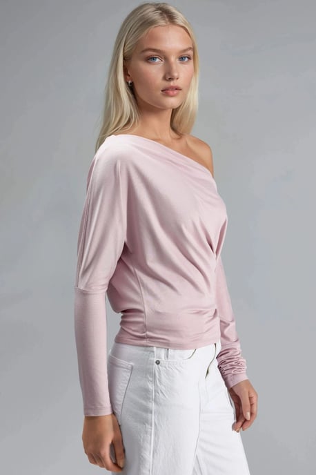 Boat Neck Drape Blouse - Image 4