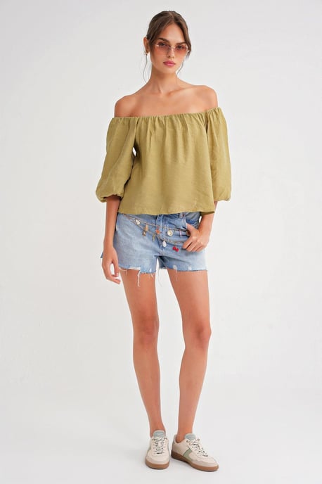Modal Gemengde Blouse met Madonna Kraag en Rimpeldetails - Image 2