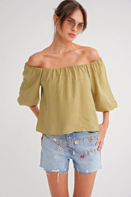 Modal Gemengde Blouse met Madonna Kraag en Rimpeldetails - Image 3