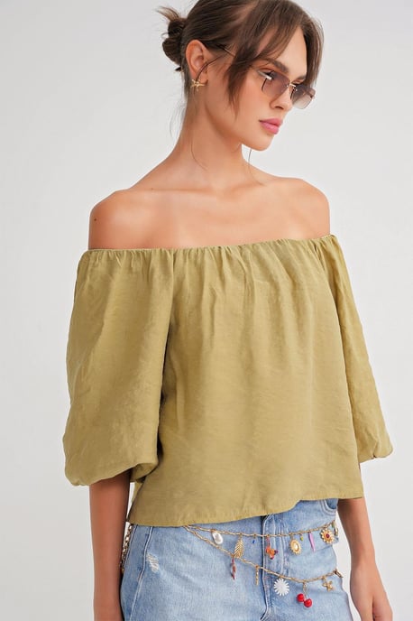 Modal Gemengde Blouse met Madonna Kraag en Rimpeldetails - Image 4