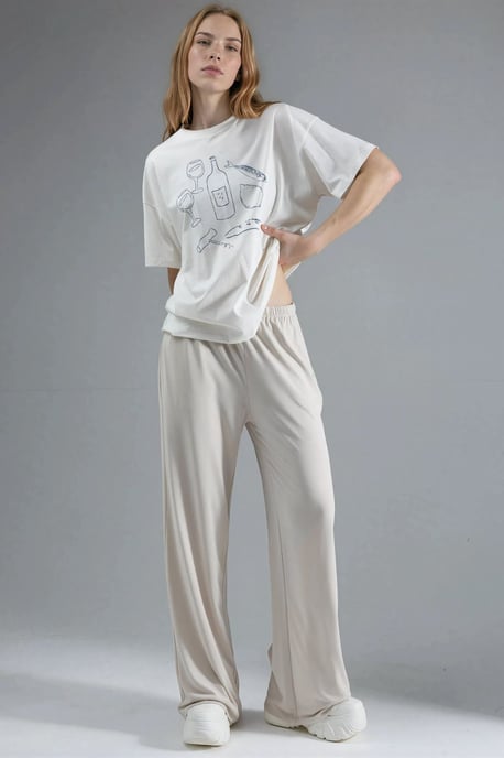 Elastische Taille Rechtlegging Modal Broek - Image 4
