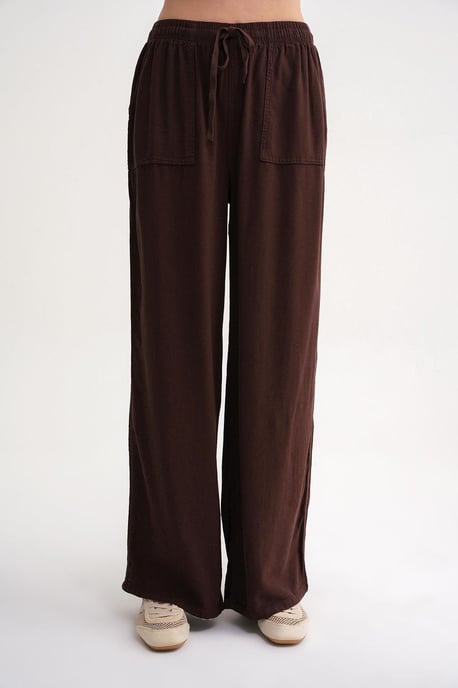 Midwaist Rechte Pantalon van Katoen met Striksluiting - Image 4