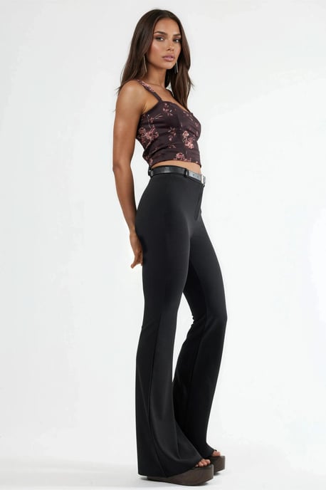 Gestrikte Hoge Taille Flared Broek - Image 3